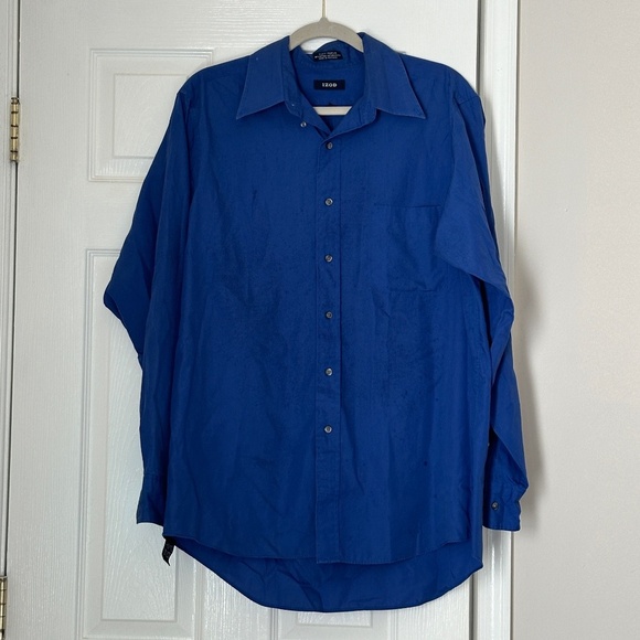 Men's IZOD Blue Dress Silky Poplin Shirt.  Size 16 34/35 Large - Picture 1 of 4